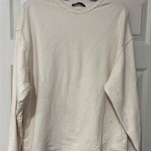 Zara Off-White Textured Sweatshirt